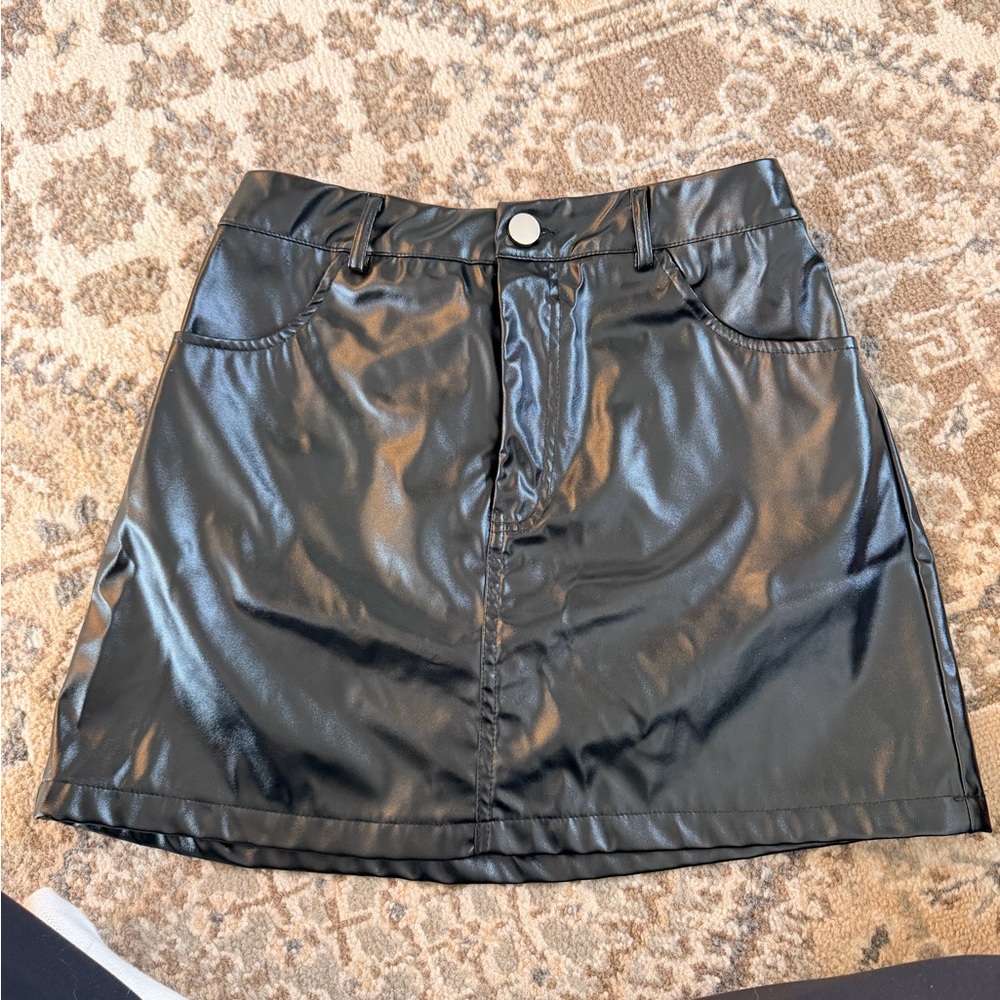 Black Faux Leather Skirt